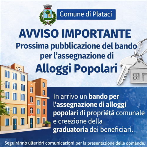 Prossima pubblicazione bando per l'assegnazione di Alloggi Popolari