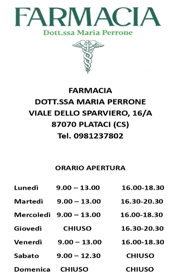 Orari apertura nuova farmacia Dott.ssa Perrone