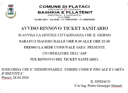 Rinnovo Ticket Sanitario